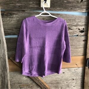 ALIA Petites Size Med Purple Boatneck Knit Sweater